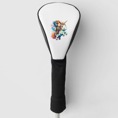 Astronaut riding a Cute Colorful Unicorn  Golf Head Cover