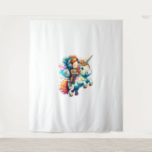 Astronaut riding a Cute Colorful Unicorn Tapestry