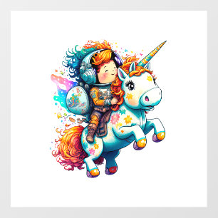 Astronaut riding a Cute Colorful Unicorn Wall Decal
