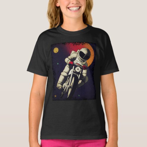 astronaut riding a motorbike in space T_Shirt