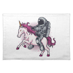 Astronaut riding a pink Unicorn T-shirt Hat1 Cloth Placemat