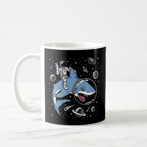 Astronaut Riding A Shark In Space Kids Boys Selach Coffee Mug