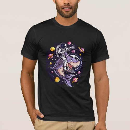 Astronaut Riding a Shark in Space Unique T_Shirt