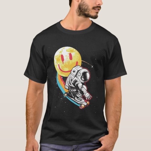 Astronaut Riding a Skateboard in Space T_Shirt