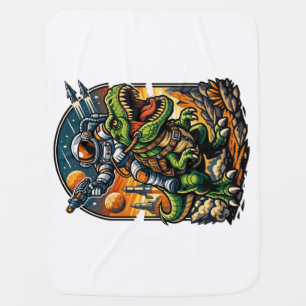 Astronaut Riding a T-Rex – Epic Space Dinosaur Baby Blanket