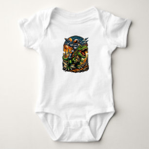 Astronaut Riding a T-Rex – Epic Space Dinosaur Baby Bodysuit