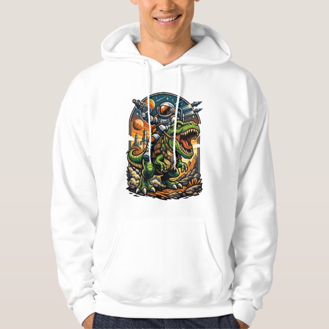 Astronaut Riding a T-Rex – Epic Space Dinosaur Hoodie (Front)