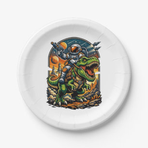 Astronaut Riding a T-Rex – Epic Space Dinosaur Paper Plates