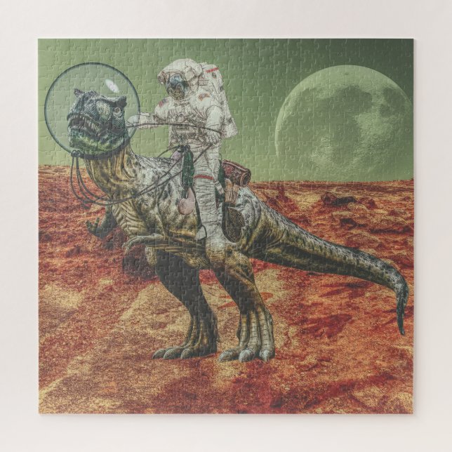 Astronaut Riding A T-Rex On Mars Jigsaw Puzzle (Vertical)