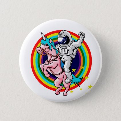 Astronaut riding a unicorn button