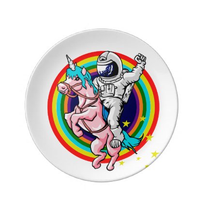 Astronaut riding a unicorn plate