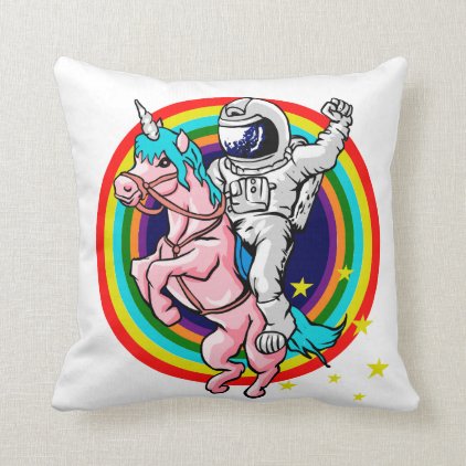 Astronaut riding a unicorn throw pillow