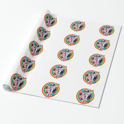 Astronaut riding a unicorn wrapping paper