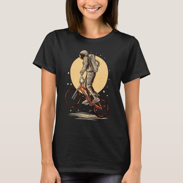 Astronaut Riding Bmx Moon Space Boys Girls Kids As T-Shirt (Front)