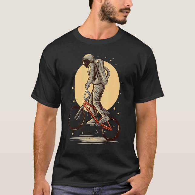 Astronaut Riding Bmx Moon Space Boys Girls Kids As T-Shirt (Front)