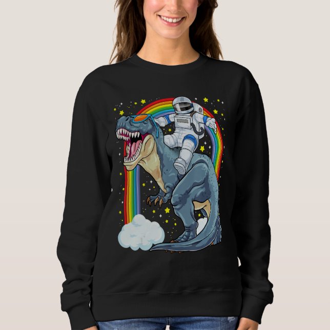Astronaut Riding Dinosaur Rex Astro Space Dino Pre Sweatshirt (Front)