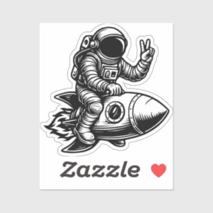 Astronaut Riding on Rocket Sticker