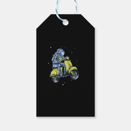 Astronaut riding scooter in space gift tags