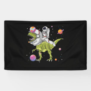 Astronaut Riding T-Rex Dinosaur Astro T-Rex Banner