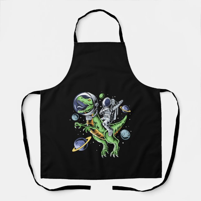 Astronaut Riding T-Rex Dinosaur Astro T-Rex Space Apron (Front)
