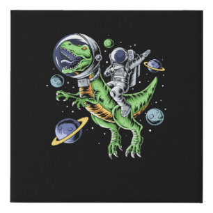 Astronaut Riding T-Rex Dinosaur Astro T-Rex Space Faux Canvas Print