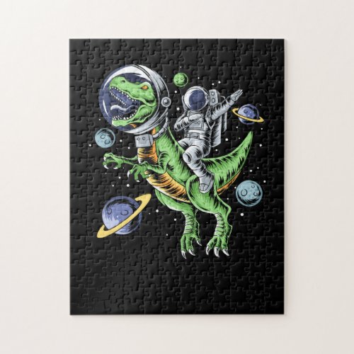 Astronaut Riding T_Rex Dinosaur Astro T_Rex Space Jigsaw Puzzle