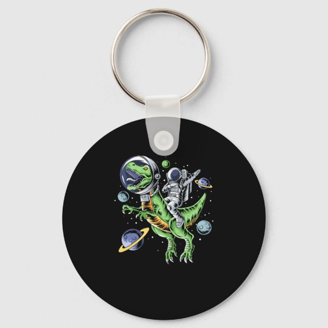 Astronaut Riding T-Rex Dinosaur Astro T-Rex Space Keychain (Front)