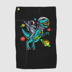 Astronaut Riding T-Rex Dinosaur   Golf Towel