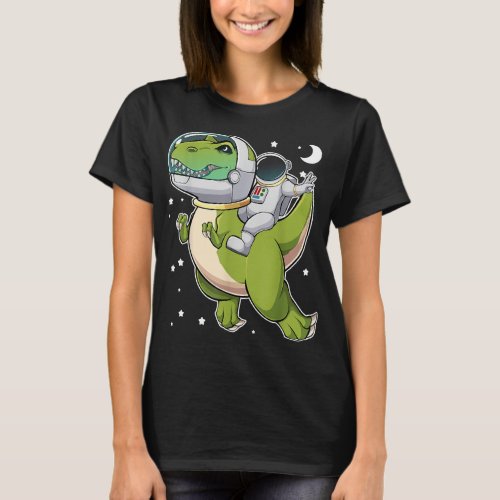 Astronaut Riding T Rex Dinosaur Space Galaxy Dino  T_Shirt