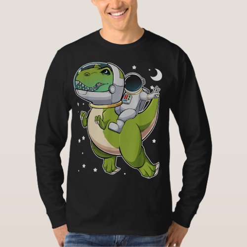 Astronaut Riding T Rex Dinosaur Space Galaxy Dino  T_Shirt