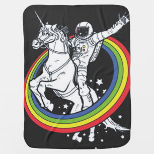 Astronaut Riding Unicorn Baby Blanket