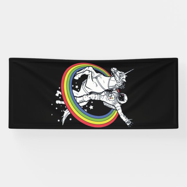 Astronaut Riding Unicorn  Banner (Horizontal)