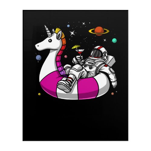 Astronaut Riding Unicorn Float Space Pool Party Acrylic Print