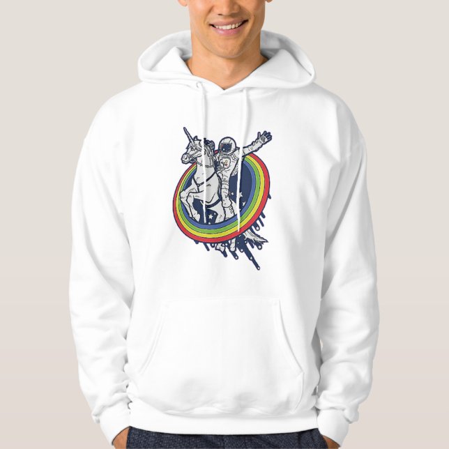 Astronaut Riding Unicorn  Hoodie (Front)
