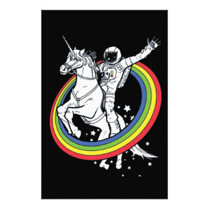 Astronaut Riding Unicorn  Photo Print