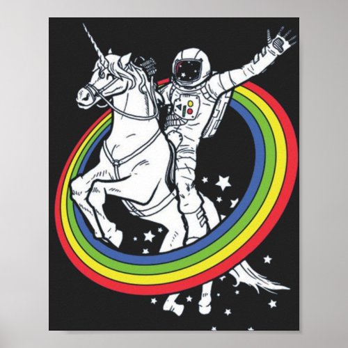 Astronaut Riding Unicorn  Poster