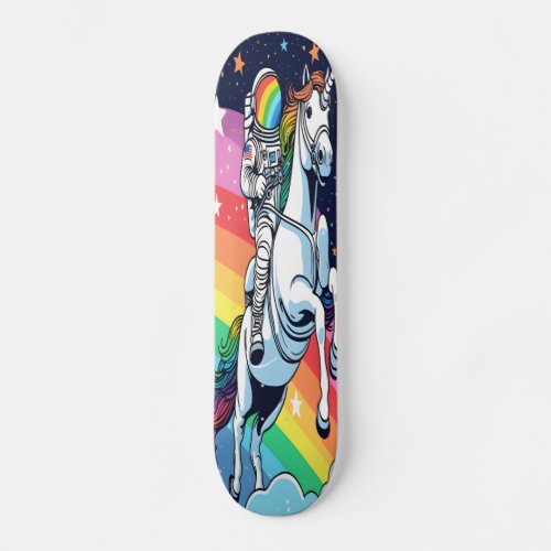 Astronaut Riding Unicorn Rainbow Board Designer Skateboard