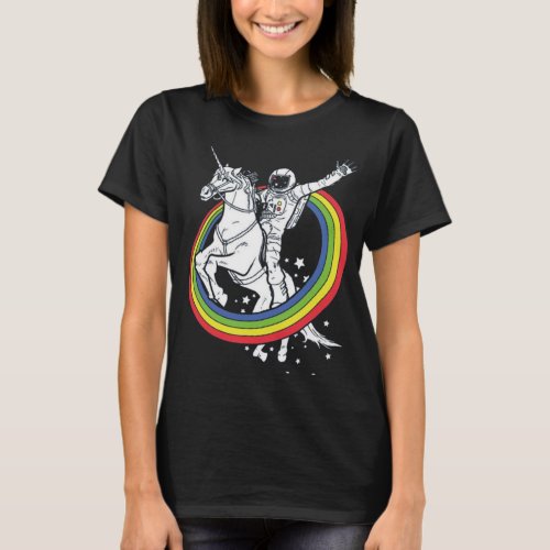 Astronaut Riding Unicorn  T_Shirt