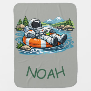Astronaut River Tubing Baby Blanket