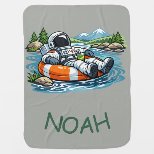 Astronaut River Tubing Baby Blanket