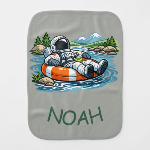 Astronaut River Tubing Baby Burp Cloth