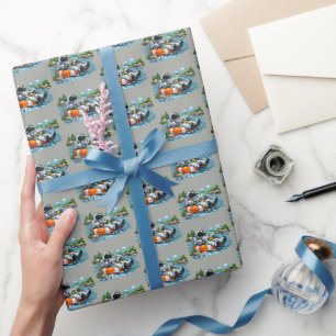 Astronaut River Tubing Wrapping Paper