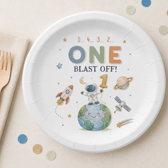 Astronaut Rocket Blast Off Paper Plates (Creator Uploaded)