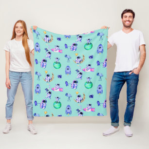 Astronaut rocket earth space fleece blanket