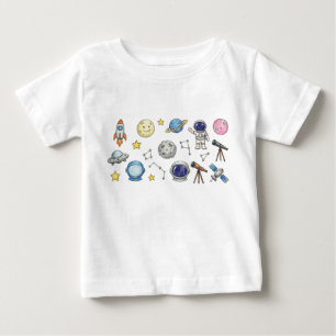 astronaut rocket kids drawing crayon color pencil baby T-Shirt