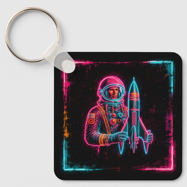 Astronaut Rocket Man Art Keychain (Front)