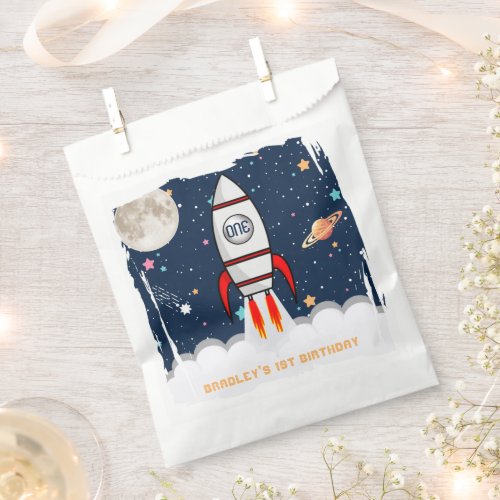 Astronaut Rocket Outer Space 1st Birthday Favor Bag