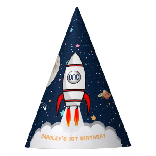 Astronaut Rocket Outer Space 1st Birthday Party Hat