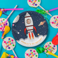 Astronaut Rocket Outer Space 1st Birthday Photo