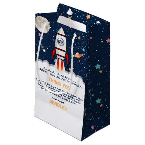 Astronaut Rocket Outer Space 1st Birthday Small Gift Bag